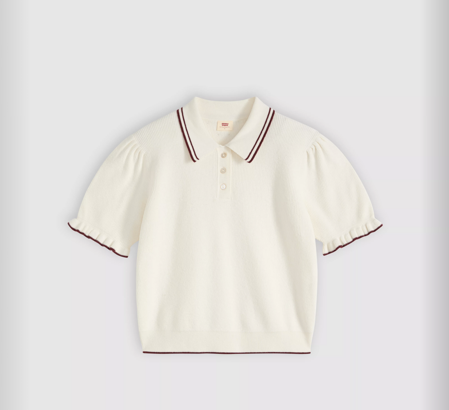 Levi Super Soft Summer Short Sleeve Polo Egret/Cabernet | Women's Clothing | Gretel Lane