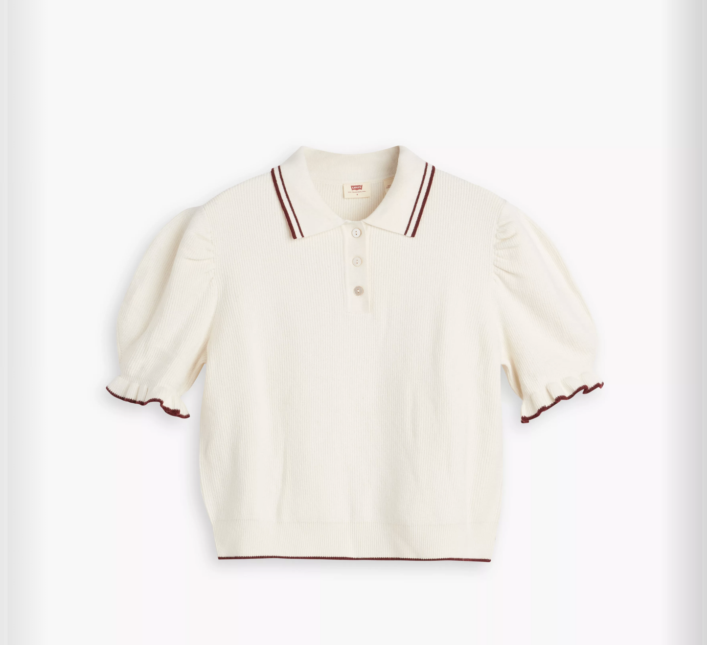 Levi Super Soft Summer Short Sleeve Polo Egret/Cabernet | Women's Clothing | Gretel Lane