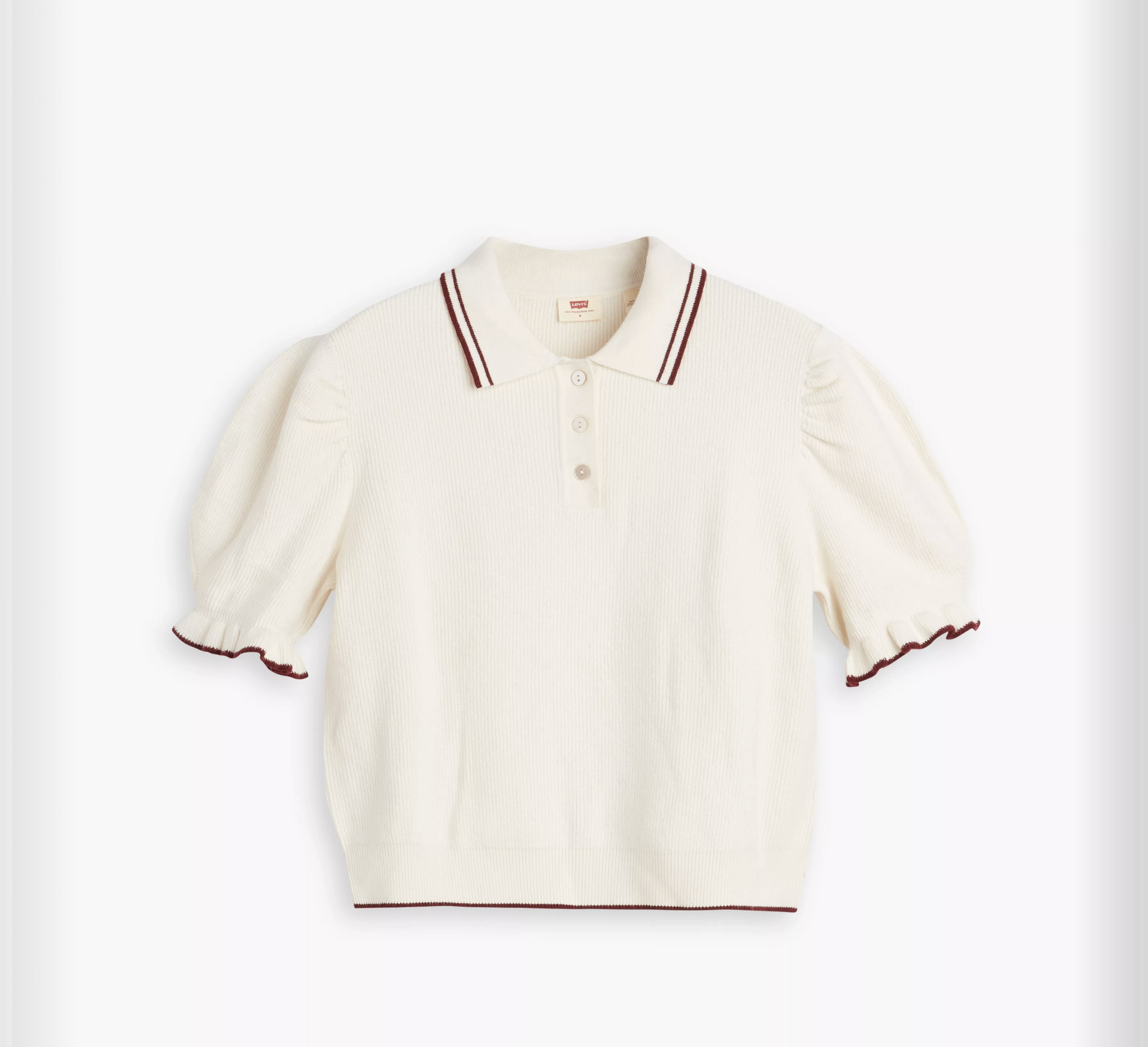 Levi Super Soft Summer Short Sleeve Polo Egret/Cabernet | Women's Clothing | Gretel Lane