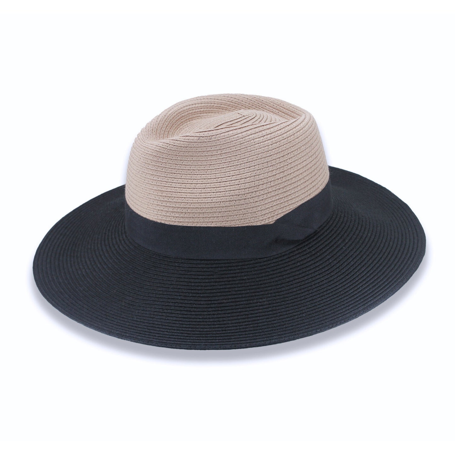 Maui Wide Brim Fedora - TM573 (Black/Taupe)