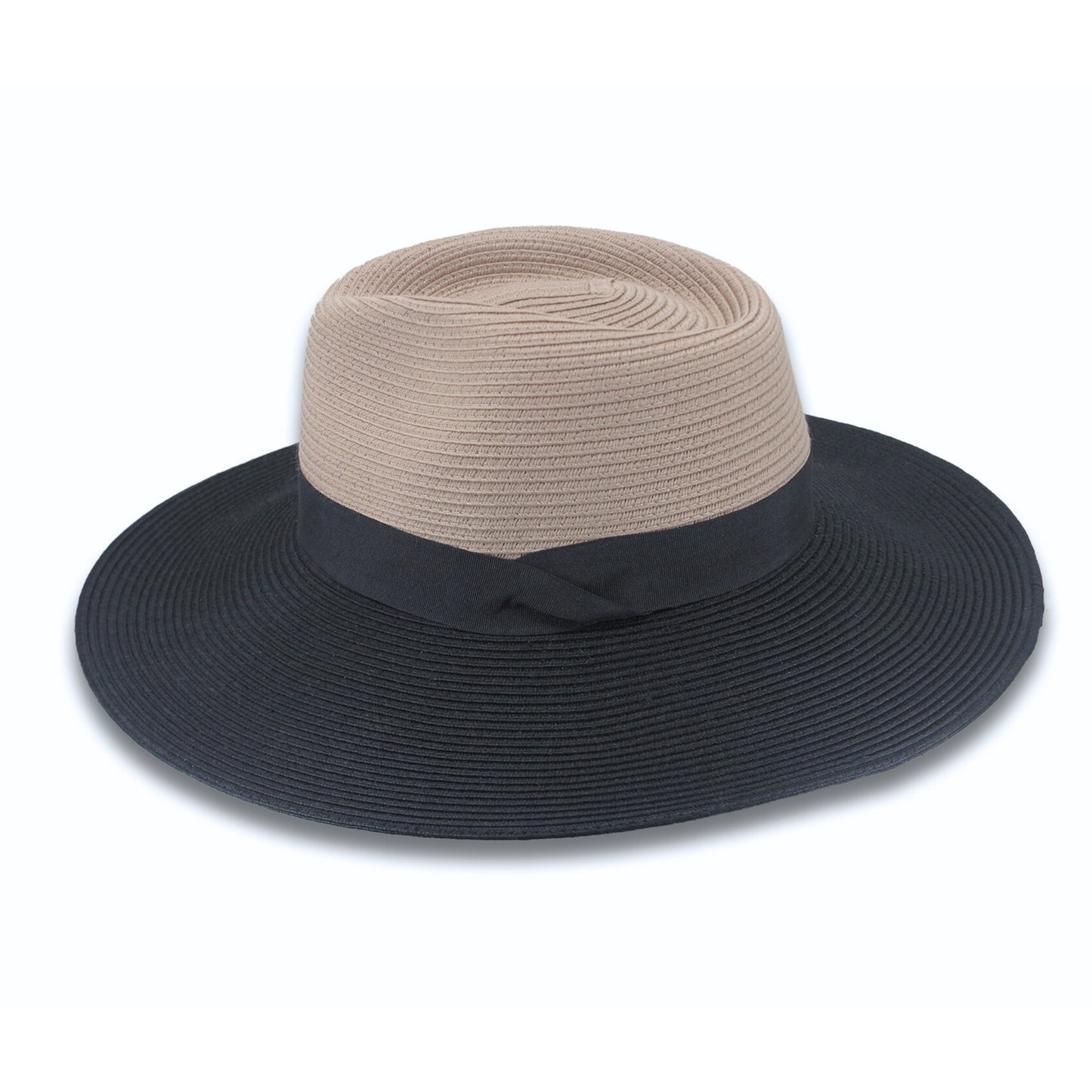 Maui Wide Brim Fedora - TM573 (Black/Taupe)