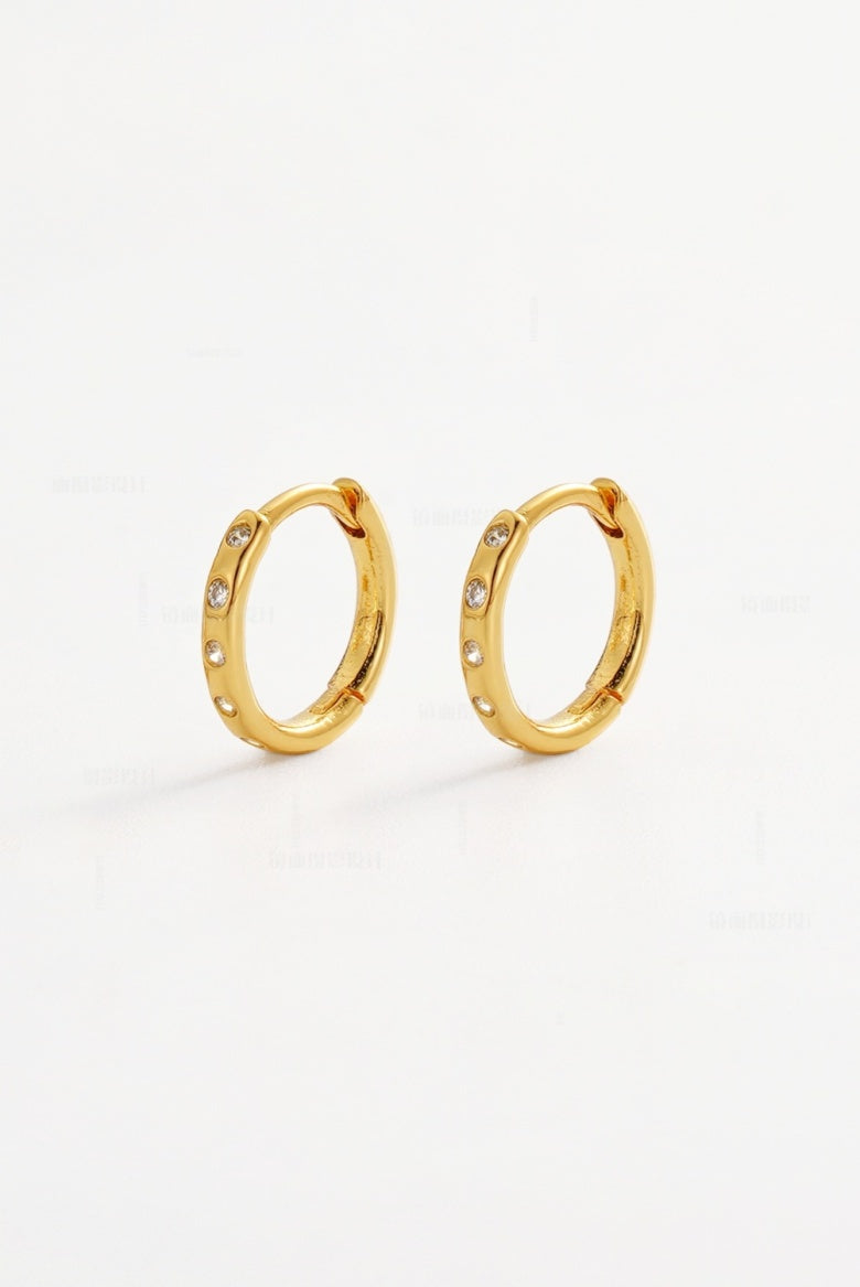 Zafino Gold Talia Huggie with crystals | Gretel Lane