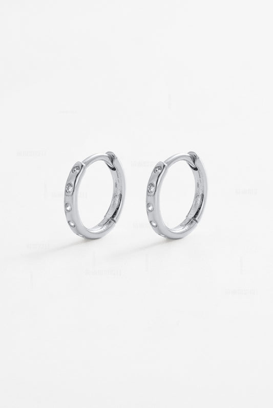 Zafino Talia Silver Huggie Earring with small crystals | Gretel Lane