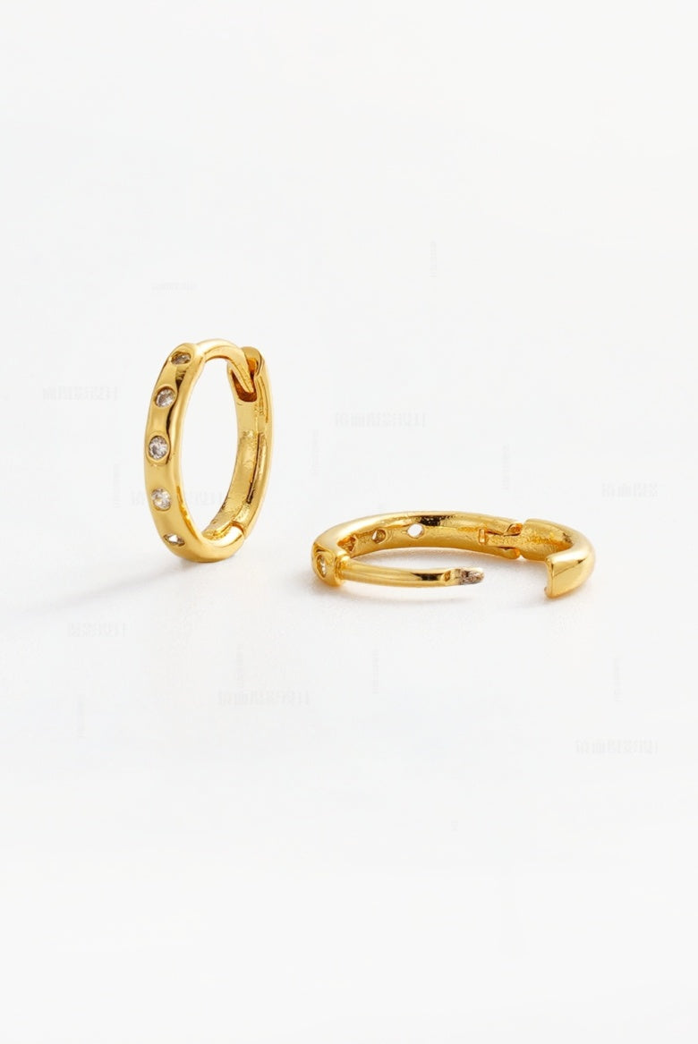 Zafino Gold Talia Huggie with crystals | Gretel Lane