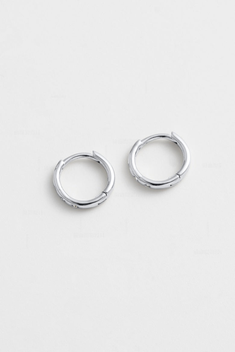 Zafino Talia Silver Huggie Earring with small crystals | Gretel Lane