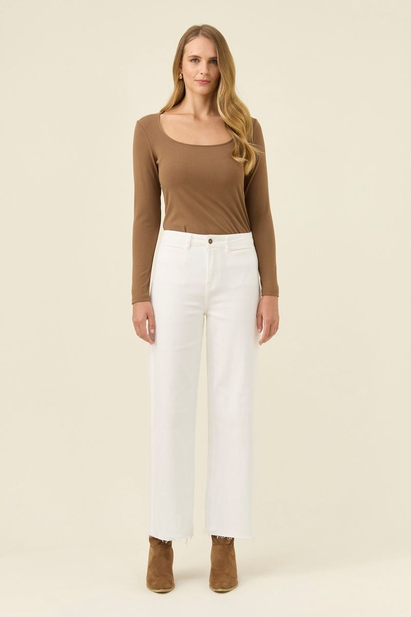 Isle of Mine Women's White Raw Edge Tate Denim Jeans | Gretel Lane