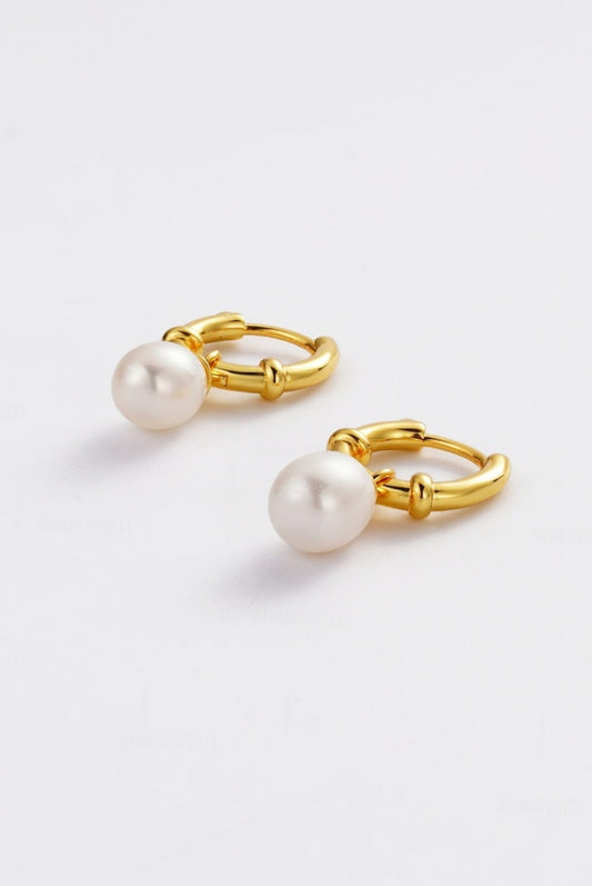 Zafino Gold Tessa Hoop with drop Pearl | Gretel Lane