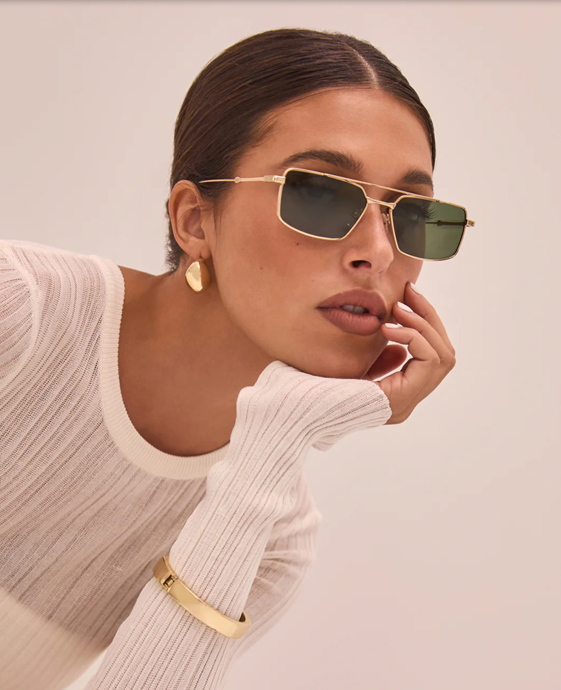 Banbé Eyewear Women's Barbara Sunglasses in Light Gold | Gretel Lane