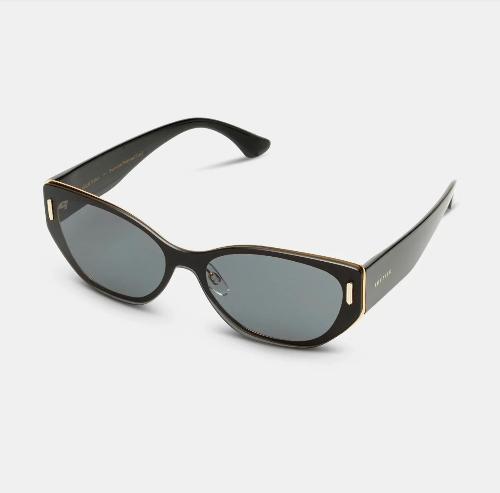 Locello Tiana Women's Square Sunglasses Black and Gold | Women's Eyewear | Gretel Lane