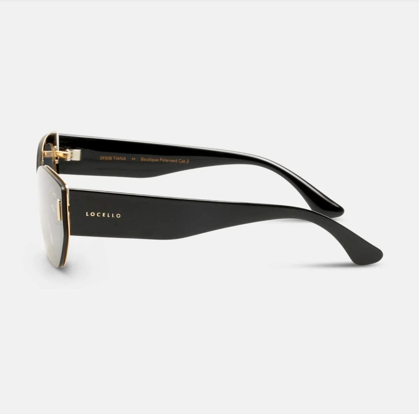 Locello Tiana Women's Square Sunglasses Black and Gold | Women's Eyewear | Gretel Lane