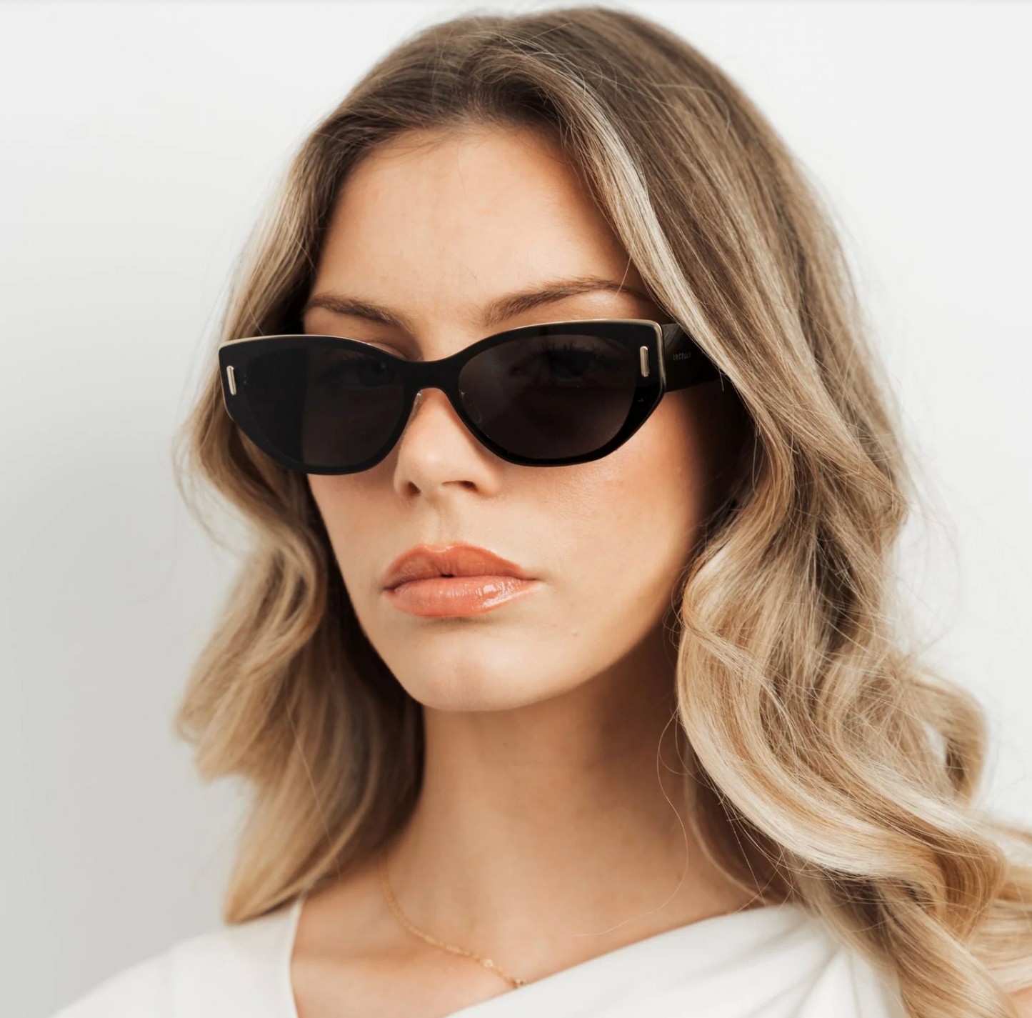 Locello Tiana Women's Square Sunglasses Black and Gold | Women's Eyewear | Gretel Lane
