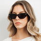 Locello Tiana Women's Square Sunglasses Black and Gold | Women's Eyewear | Gretel Lane