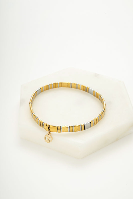 Tile Bracelet (Silver Gold)