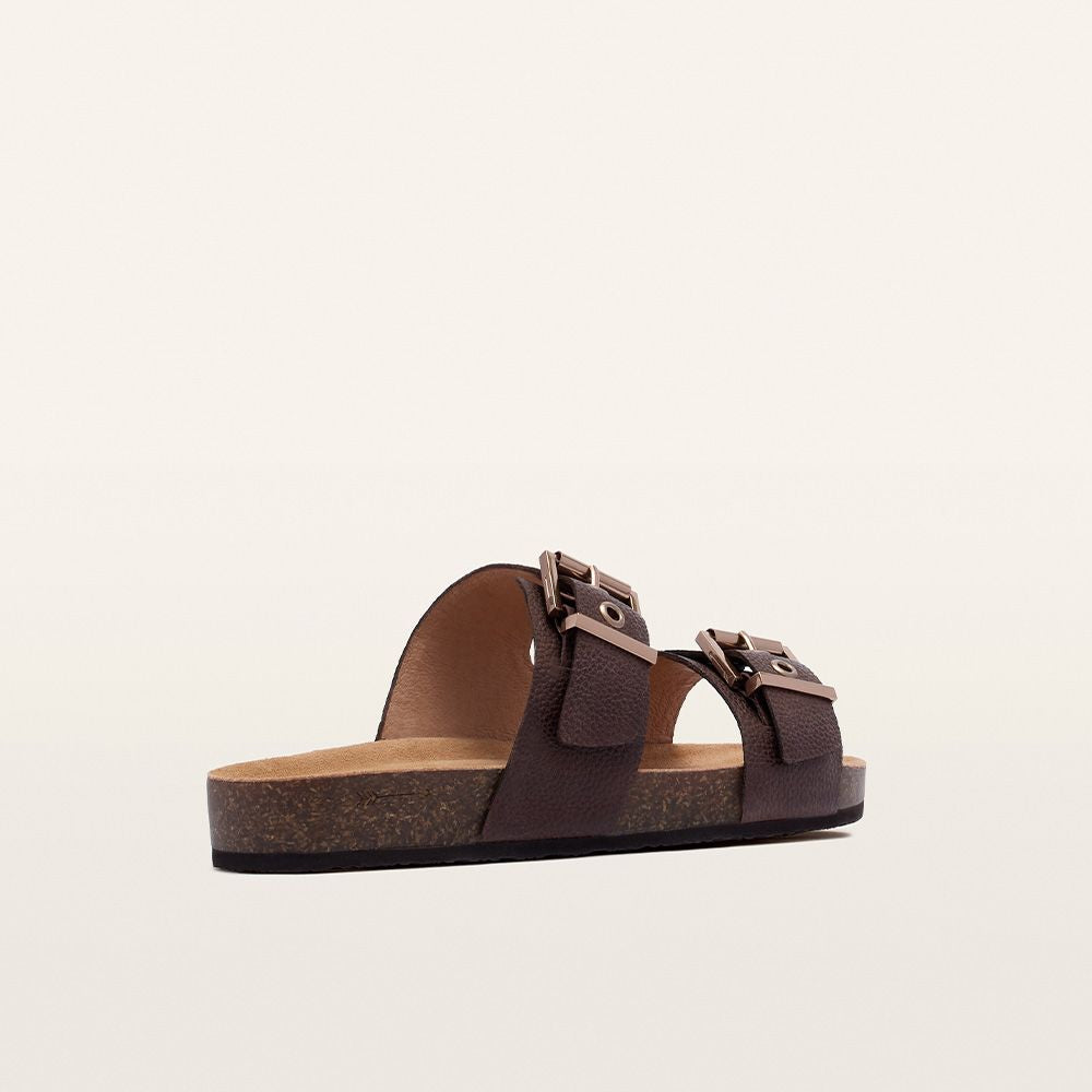 FRANKIE4 Tommy Podiatrist Designed Slip On Sandal Brown Pebbled Leather | Women's Footwear | Gretel Lane