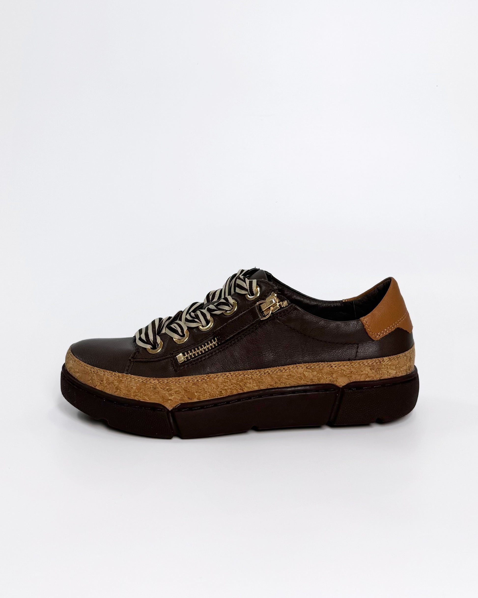 Chocolate Zip Women's Leather Sneaker | Gretel Lane
