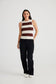 Tori Wide Stripe Tank (Cream w Cocoa Stripe)