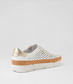 Django & Juliette Torque Laser Cut Leather Zip Sneakers White-Pale Gold | Women's Shoes | Gretel Lane