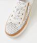 Django & Juliette Torque Laser Cut Leather Zip Sneakers White-Pale Gold | Women's Shoes | Gretel Lane