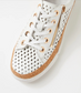 Django & Juliette Torque Laser Cut Leather Zip Sneakers White-Pale Gold | Women's Shoes | Gretel Lane