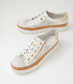 Django & Juliette Torque Laser Cut Leather Zip Sneakers White-Pale Gold | Women's Shoes | Gretel Lane