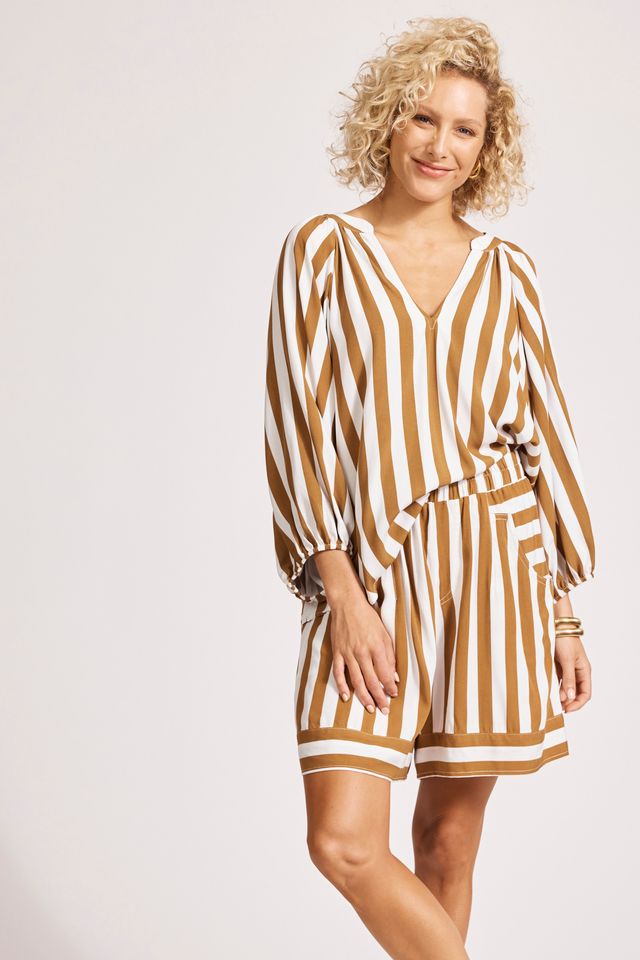 Treville Stripe Blouse (Caramel)