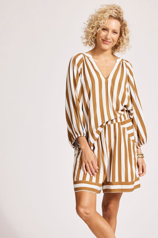 Treville Stripe Blouse (Caramel)