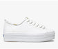 KEDS Triple Up Leather Lace Up Sneaker White with Gold | Women's Sneaker | Gretel Lane