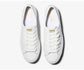 KEDS Triple Up Leather Lace Up Sneaker White with Gold | Women's Sneaker | Gretel Lane