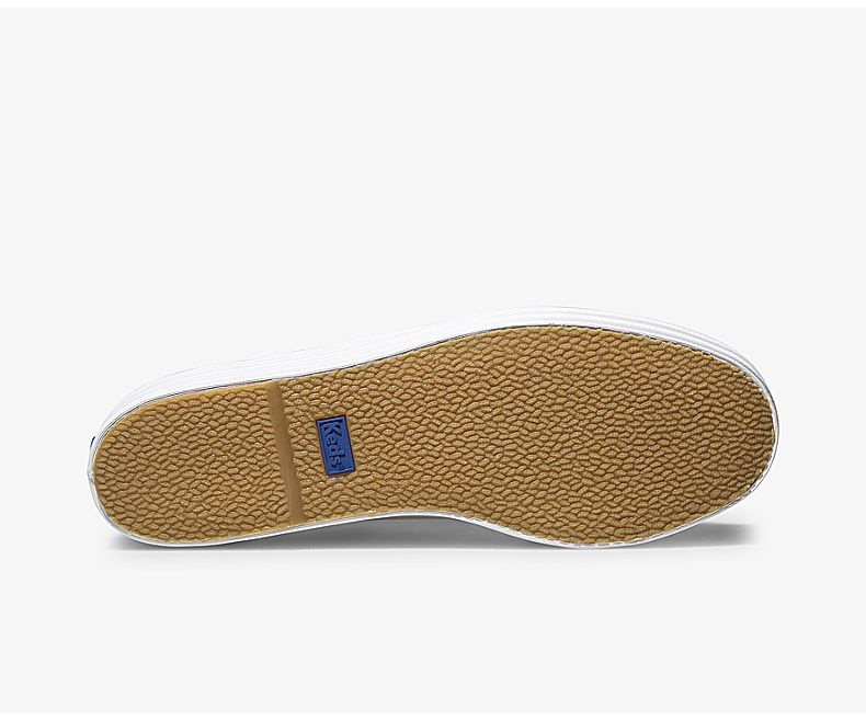 KEDS Triple Up Leather Lace Up Sneaker White with Gold | Women's Sneaker | Gretel Lane