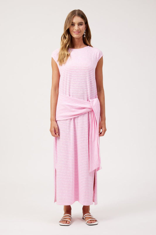 HAVEN Tropea Stripe Tie Cotton Maxi Dress Pink | Women's Clothing | Gretel Lane