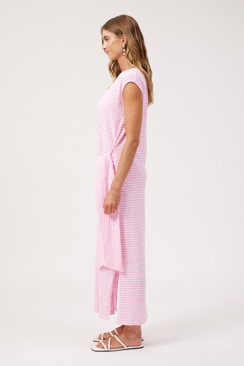 HAVEN Tropea Stripe Tie Cotton Maxi Dress Pink | Women's Clothing | Gretel Lane