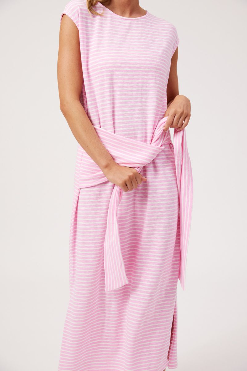 HAVEN Tropea Stripe Tie Cotton Maxi Dress Pink | Women's Clothing | Gretel Lane