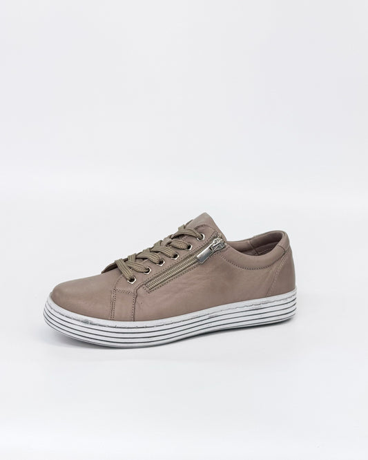 Cabello Unity Leather Zip Sneaker Dark Stone | Women's Sneakers | Gretel Lane