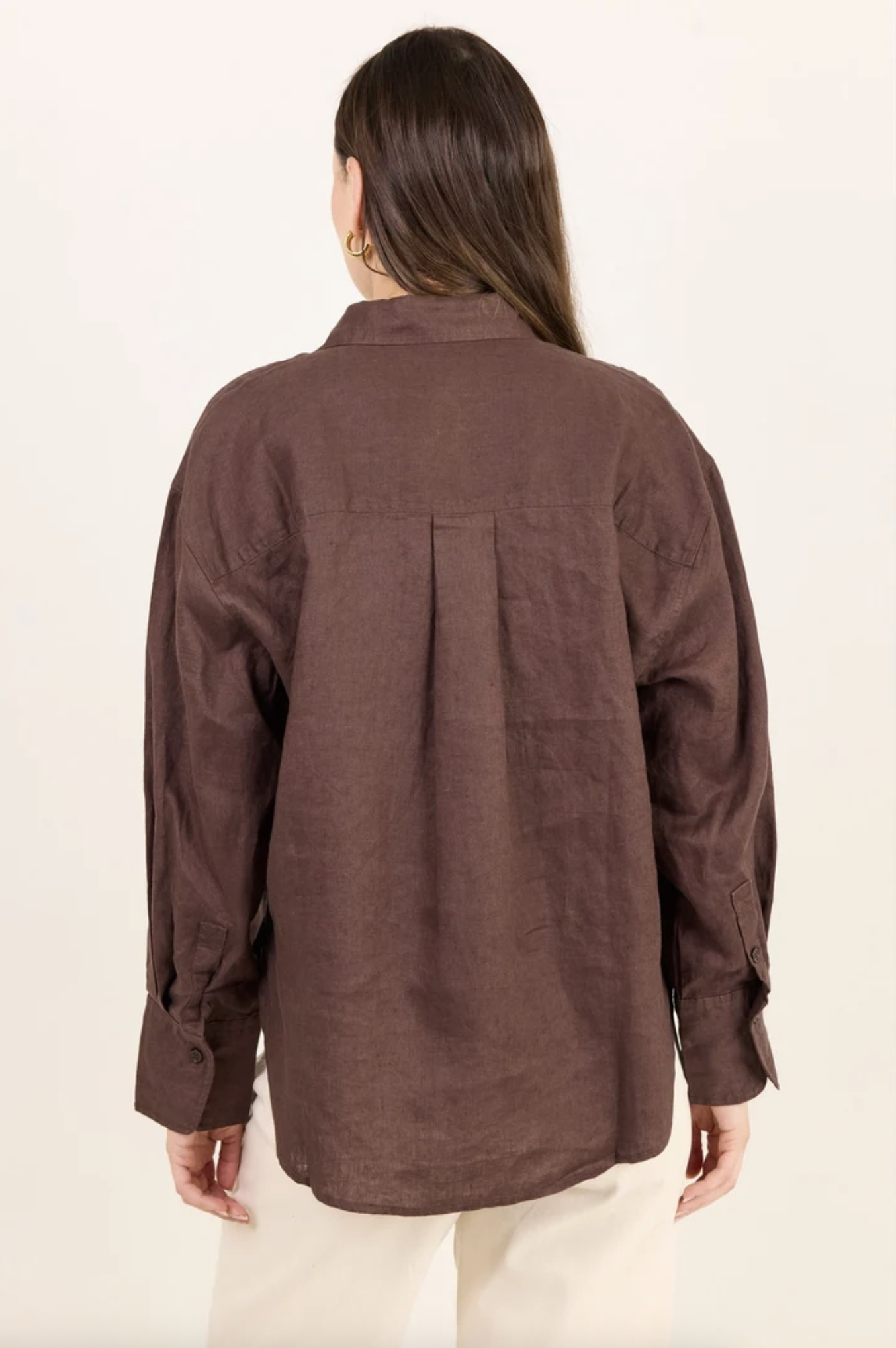 RE:UNION Uplifted Linen Oversized Button Through Shirt Dark Chocolate | Women's Clothing | Gretel Lane
