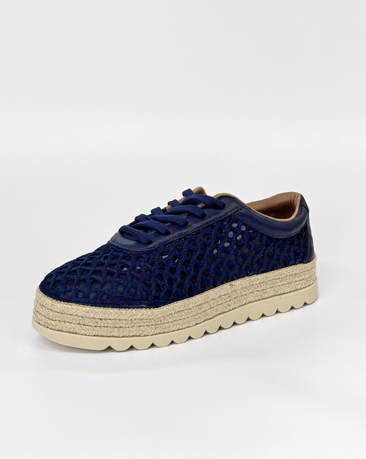 Valerio Conti VC396205 Women's Woven Flatform Sneaker Navy | Women's Footwear | Gretel Lane