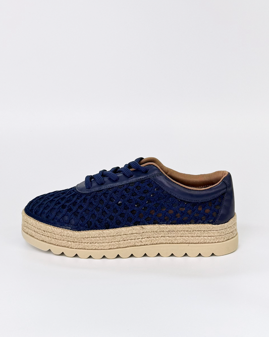 Valerio Conti VC396205 Women's Woven Flatform Sneaker Navy | Women's Footwear | Gretel Lane