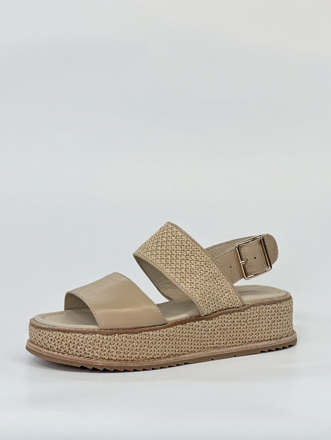 Django & Juliette Vaiga Raffia Leather Platform Sandal Natural | Women's Sandals | Gretel Lane