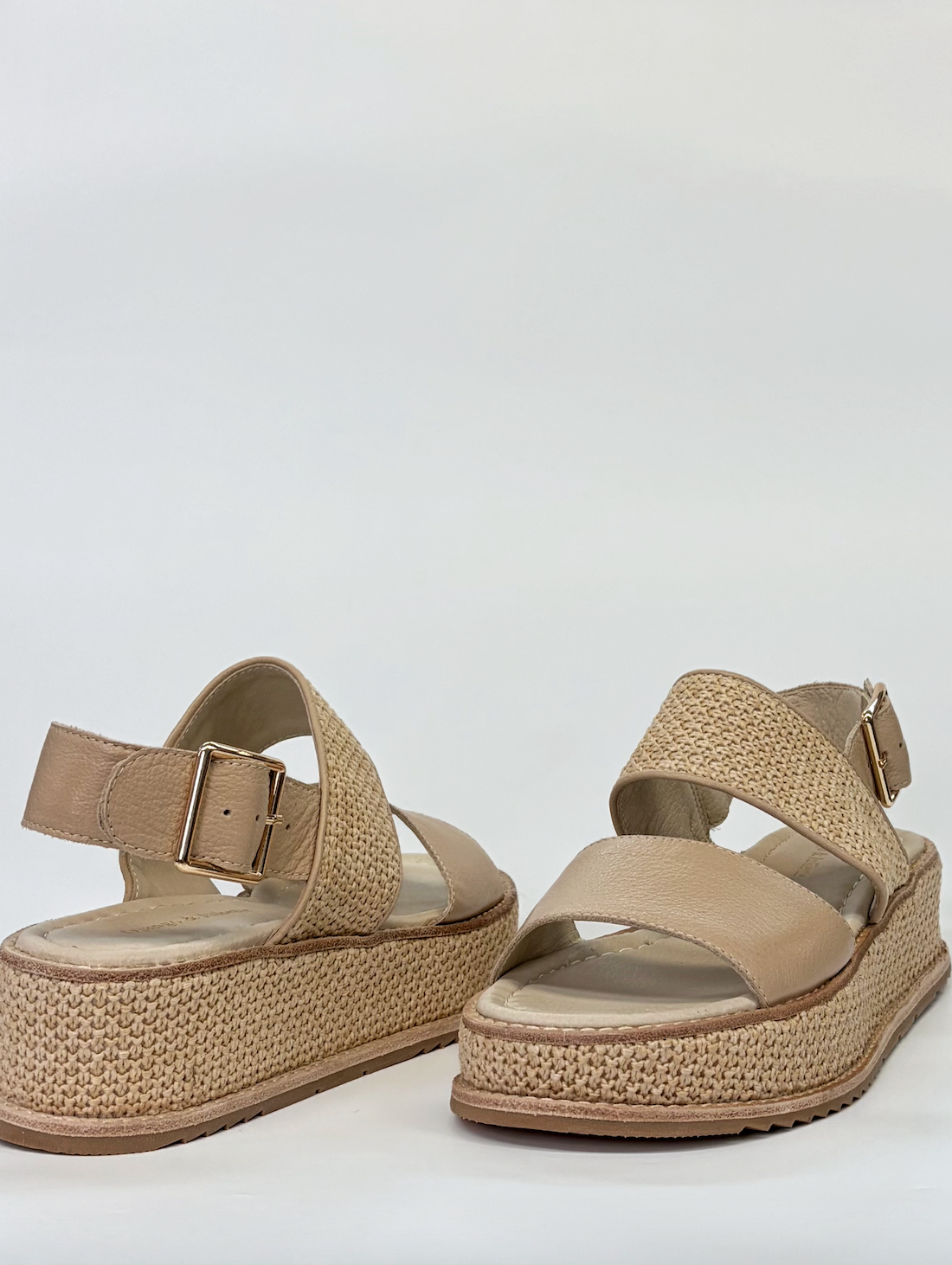 Django & Juliette Vaiga Raffia Leather Platform Sandal Natural | Women's Sandals | Gretel Lane