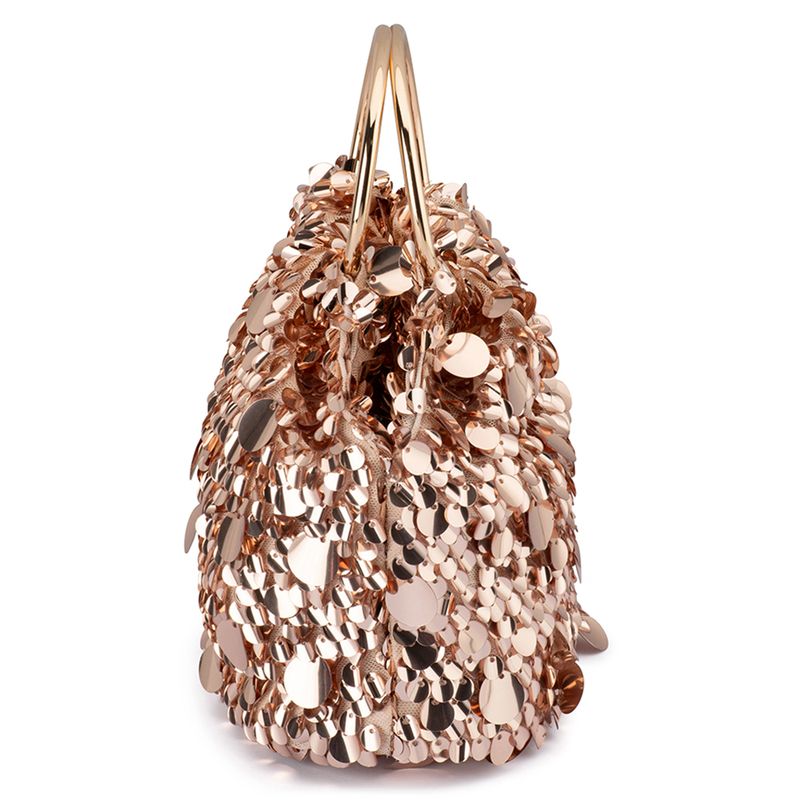 Rose Gold Sequin Clutch Bag with Handle | Gretel Lane