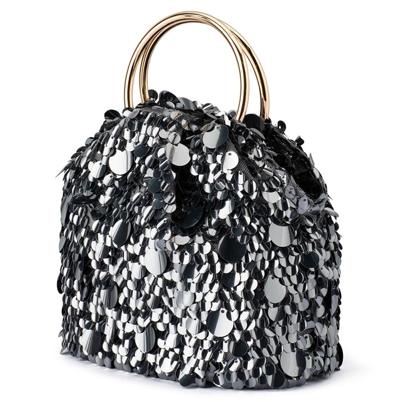 Gunmetal Sequin Top Handle Bag | Gretel Lane