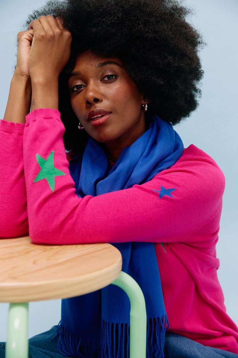 Haven Women's Hot Pink Star Knit Vermont Crew Jumper | Gretel Lane