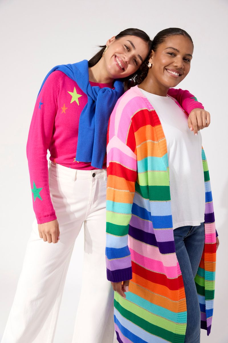 Haven Women's Hot Pink Star Knit Vermont Crew Jumper | Gretel Lane