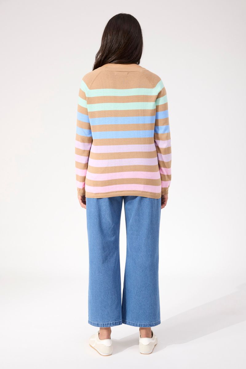 Haven Women's Pastel and Tan Stripe Vermont Knit Jumper | Gretel Lane
