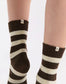 Ambra Winter Stripe Crew Sock in Coffee & Cream | Women's Socks | Gretel Lane