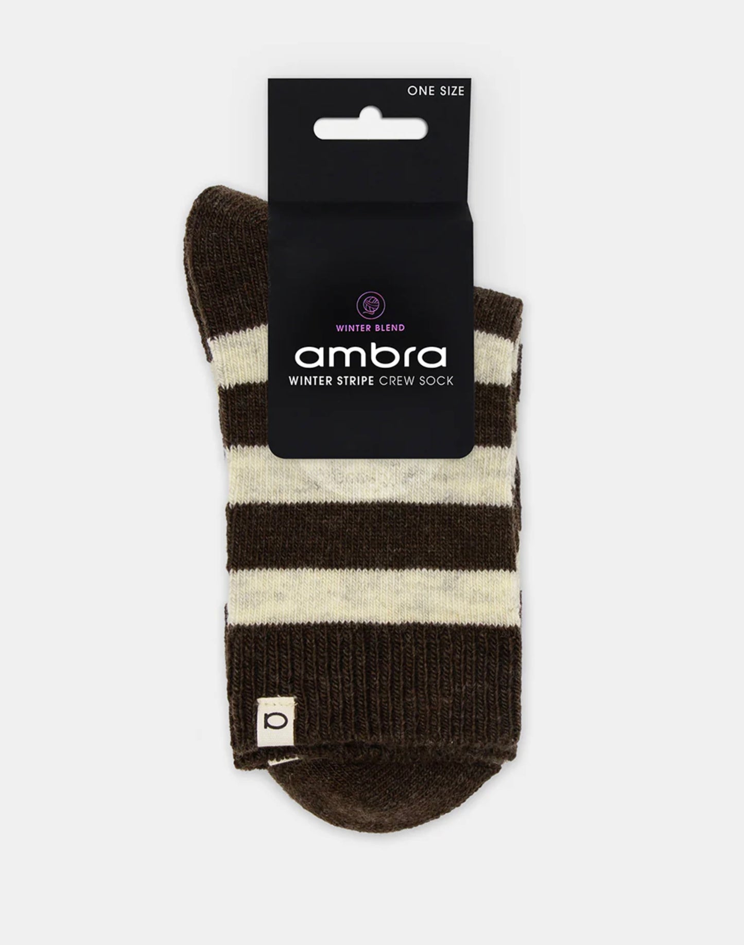 Ambra Winter Stripe Crew Sock in Coffee & Cream | Women's Socks | Gretel Lane