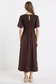 RE:UNION Wren Shirred Bodice Midi Dress Chocolate Linen Blend | Women's Dresses | Gretel Lane