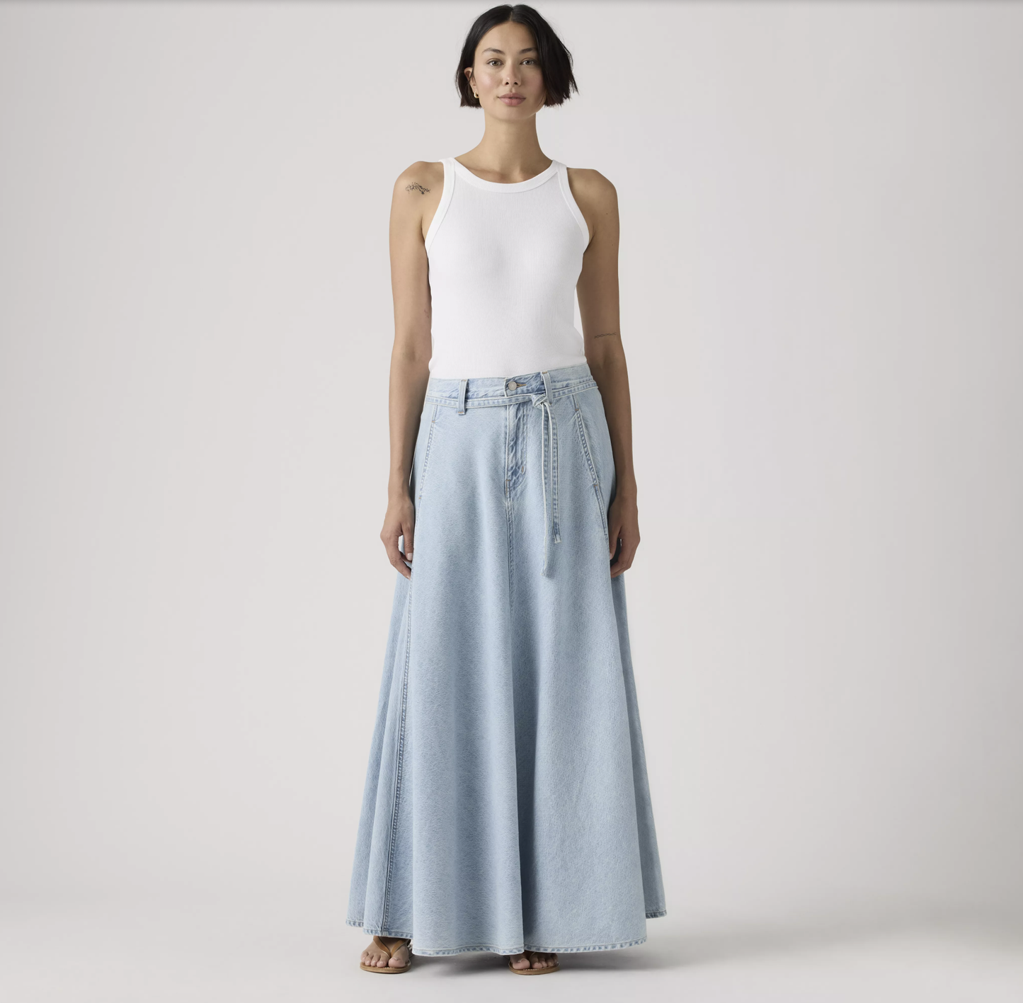Levi Women's XL Maxi Denim Skirt in Light Blue | Gretel Lane