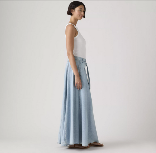 Levi Women's XL Maxi Denim Skirt in Light Blue | Gretel Lane