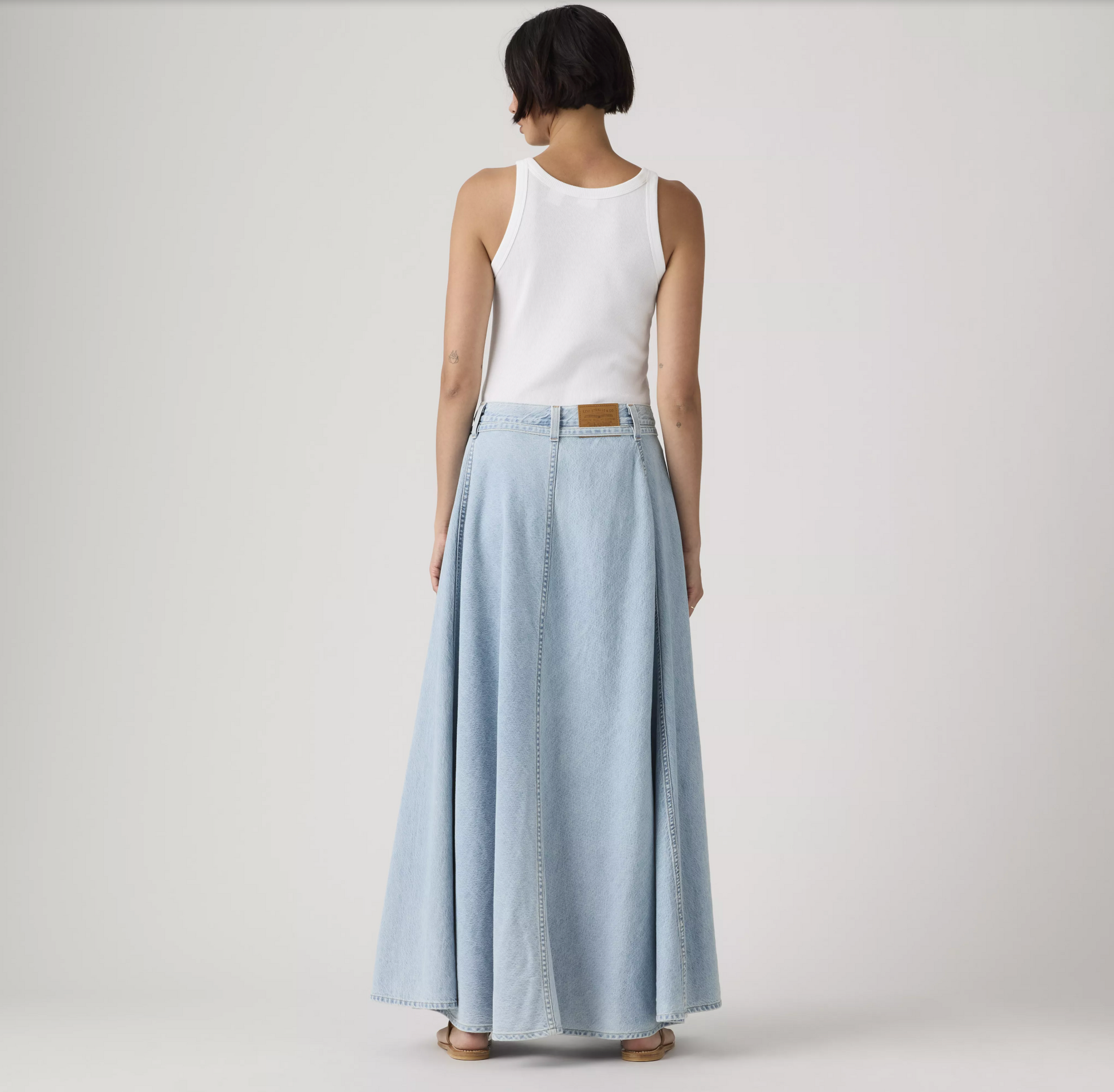Levi Women's XL Maxi Denim Skirt in Light Blue | Gretel Lane