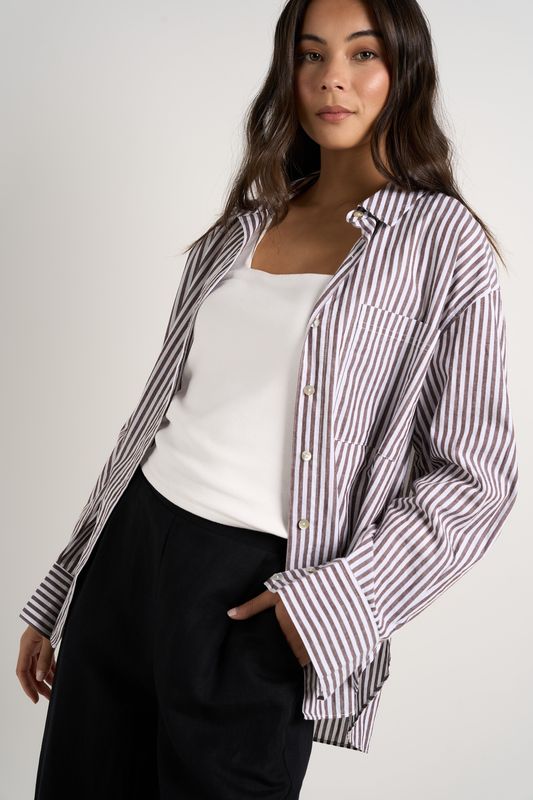 You Got This Oversized Shirt (Chocolate Stripe)